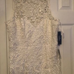 White lace sexy floor length dress with slit/split